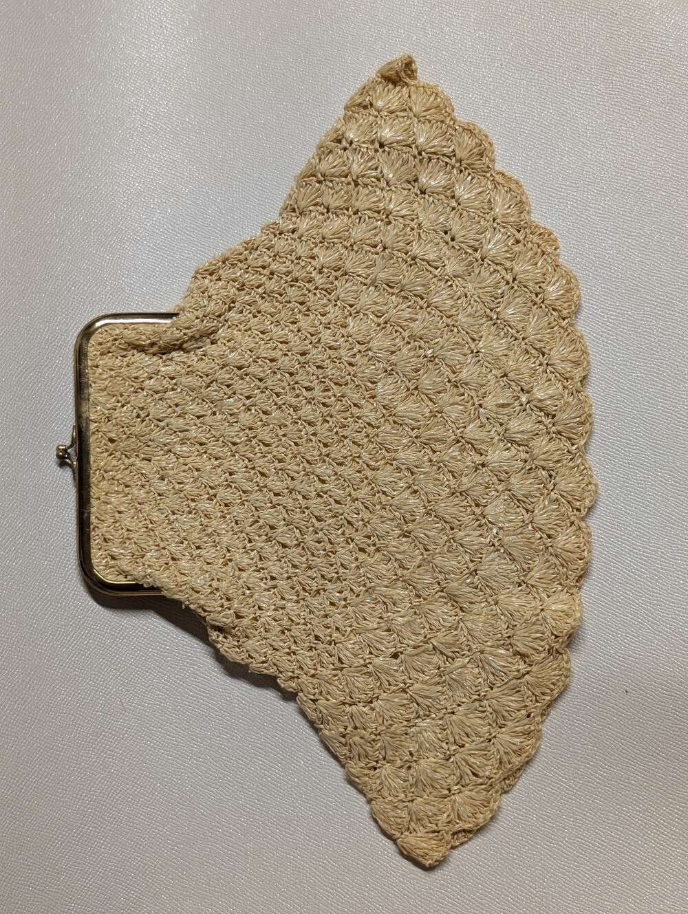 Vintage Clutch MCM Vintage 1940's Hand Woven Jute Purse raffia Beige Fan